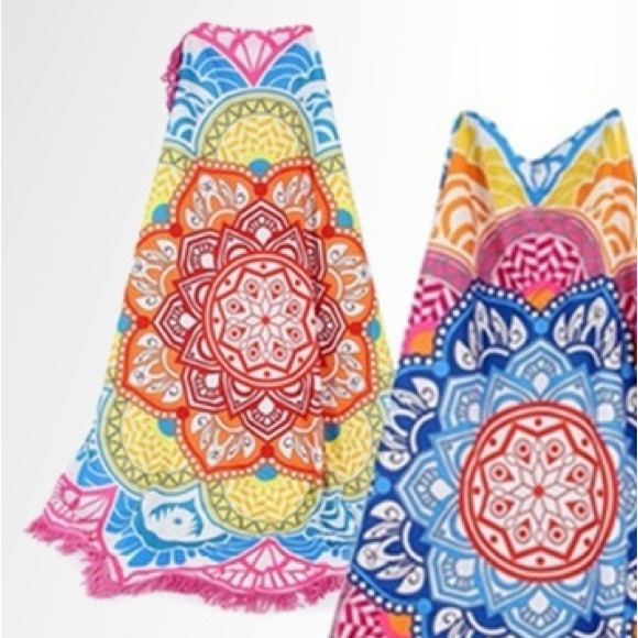 Other - Colorful Mandala Patterned Round Beach Towel/Blanket